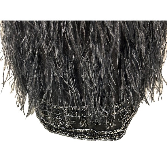 Sue Wong Nocturne Strapless Black Beaded Ostrich Feather Cocktail Dress Size 8 - Picture 13 of 16